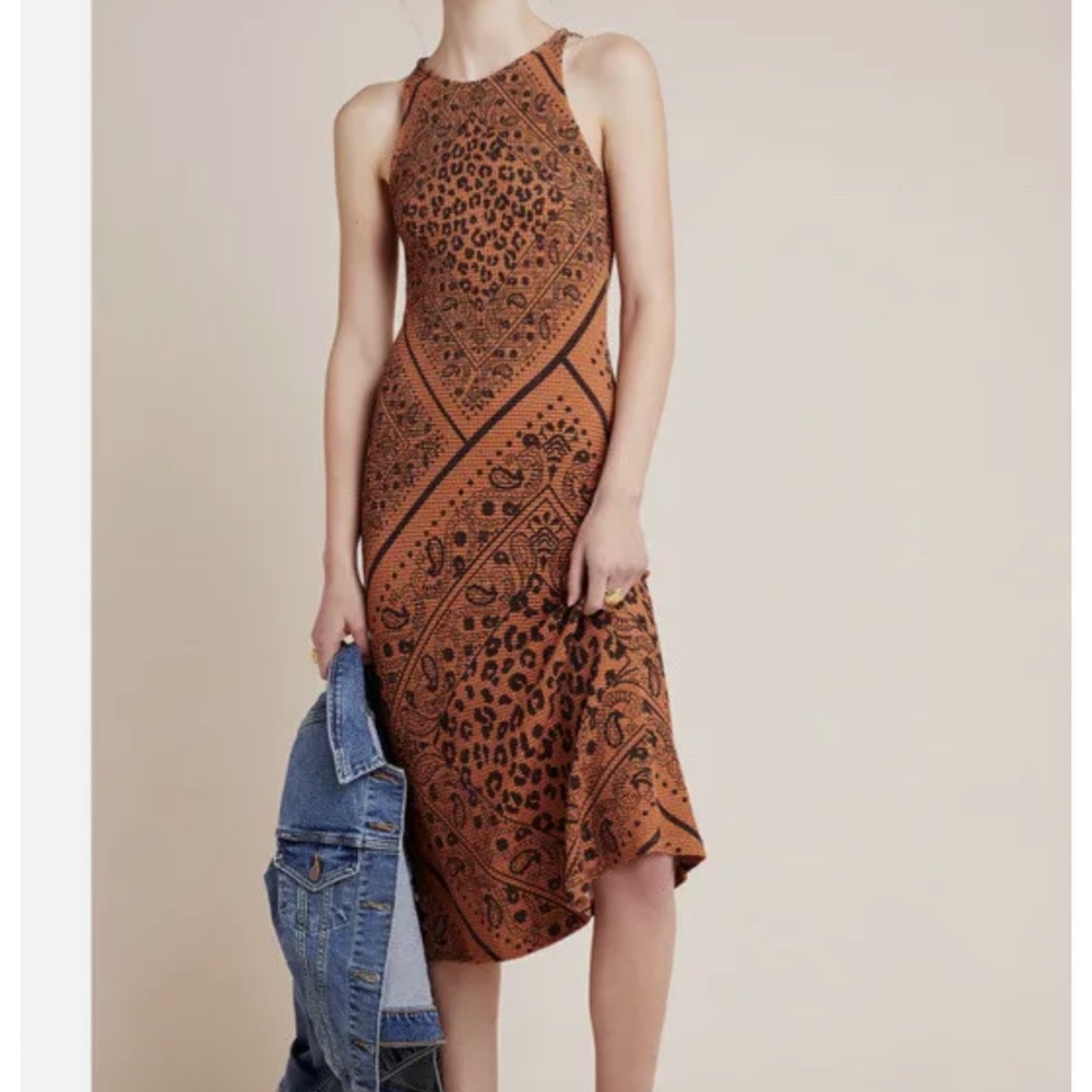 Farm Rio Anthropologie Alyse Cheetah Patterned Midi Dress